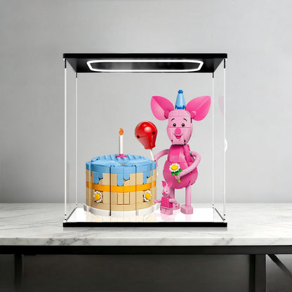 LEGO 43305 Piglet's Birthday Fun Specchio Acrilico con Luce ad Anello e Sfondo Stampato UV - Vetrina Antipolvere