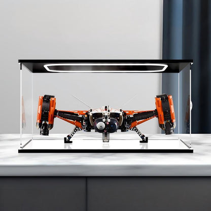 LEGO 42181 Nave de Carga Pesada VTOL Caixa de Exibição Acrílica Espelhada com Luz de Anel e Fundo Impresso em UV - Vitrine à Prova de Poeira