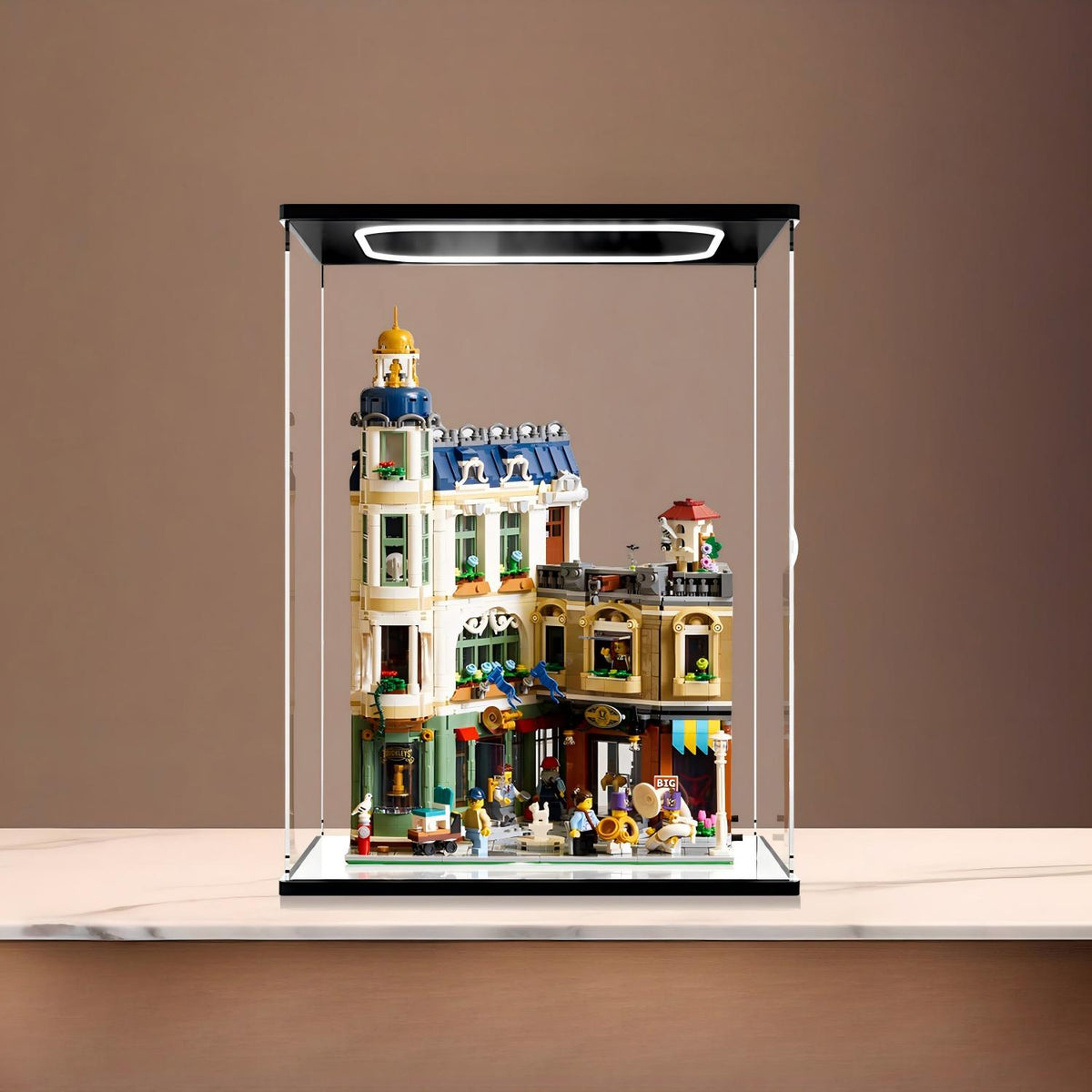 LEGO 11371 Vetrina Specchio con Luce ad Anello e Sfondo Stampato UV - Espositore Antipolvere