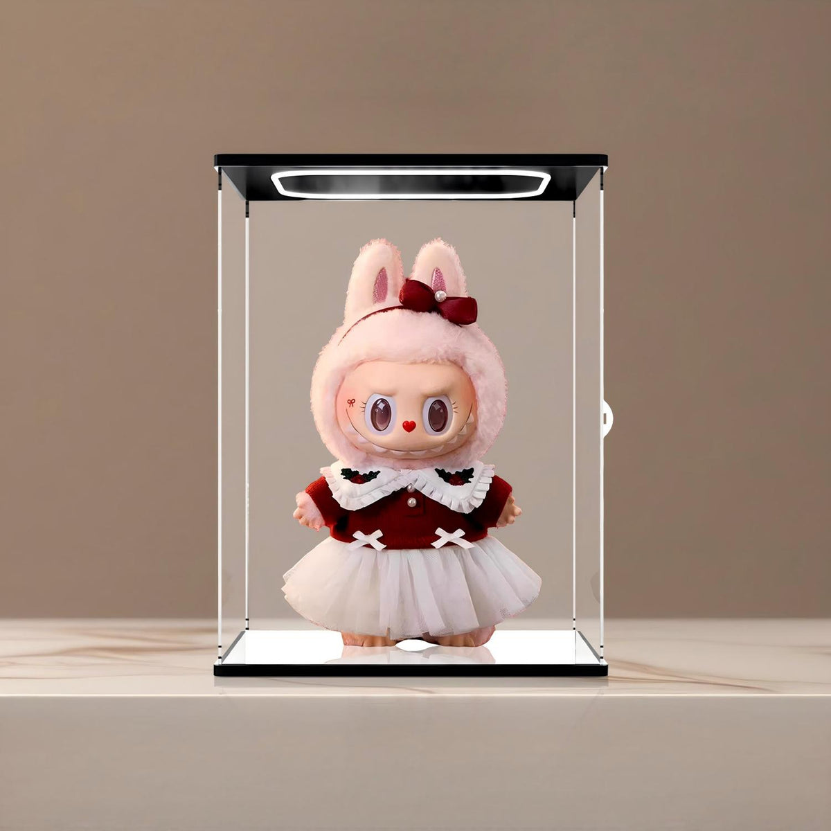 Pop Mart Twinklu Fairy Tale Mirror Acrylic Display Case with Ring Light & UV-Printed Background - Dustproof Showcase
