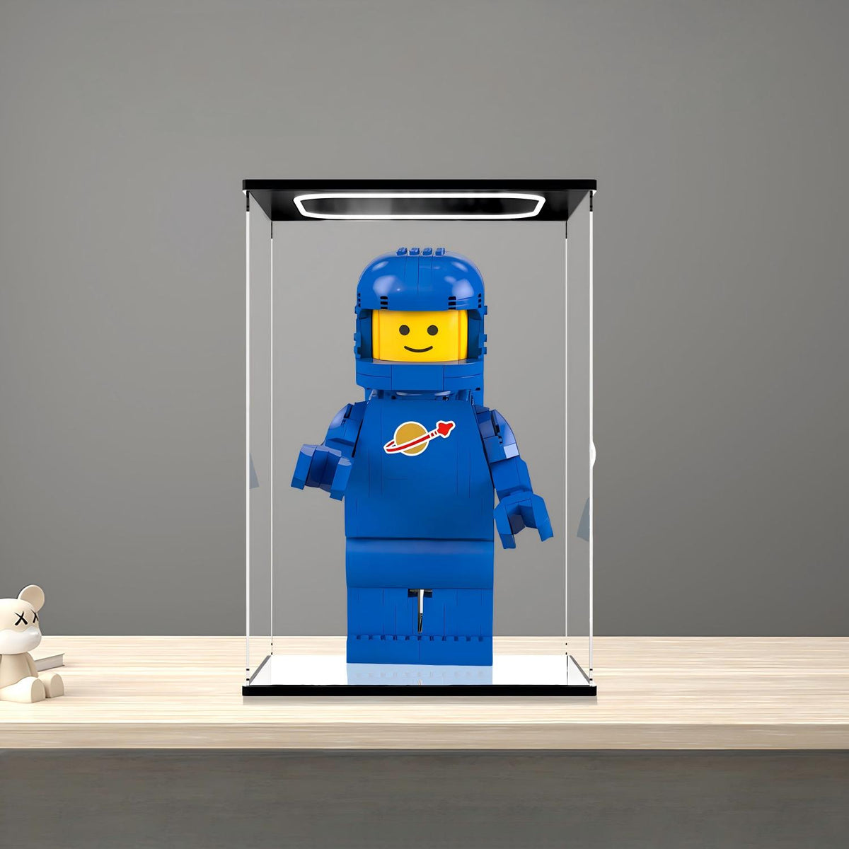 LEGO 40921 Espelho Espelho Caixa de Exibição em Acrílico com Luz de Anel e Fundo Impresso em UV - Vitrine à Prova de Poeira