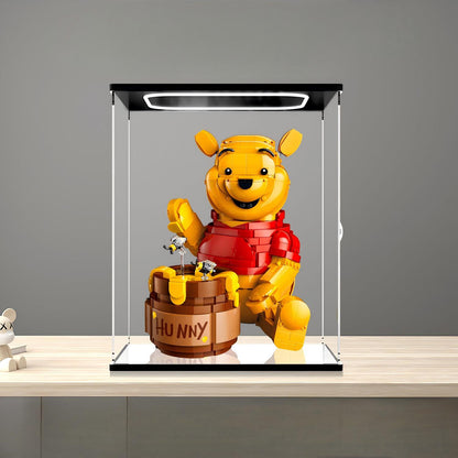 LEGO 43300 Espelho do Ursinho Pooh com Estojo de Exibição em Acrílico com Anel de Luz e Fundo Impresso em UV - Vitrine à Prova de Poeira