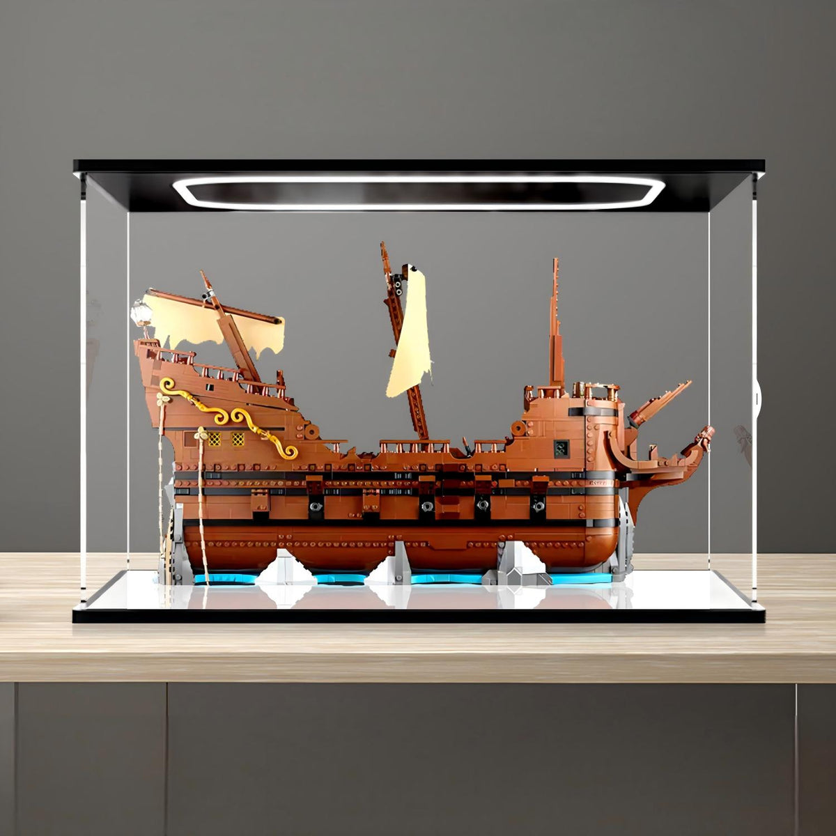 LEGO 21363 The Goonies Mirror Acrylic Display Case with Ring Light & UV-Printed Background - Dustproof Showcase
