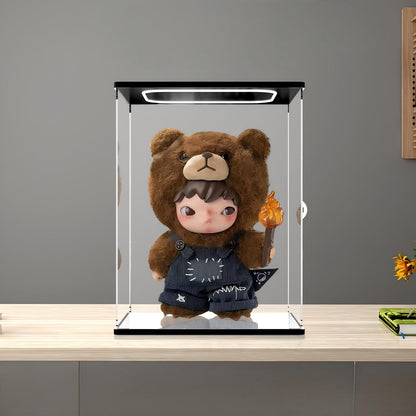 Pop Mart Hirono Serie Spiegel Acryl Displaykast met Ringlicht & UV-Geprinte Achtergrond - Stofvrije Vitrine