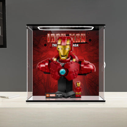 LEGO 76327 Mirror Acrylic Display Case with Ring Light & UV-Printed Background - Dustproof Showcase