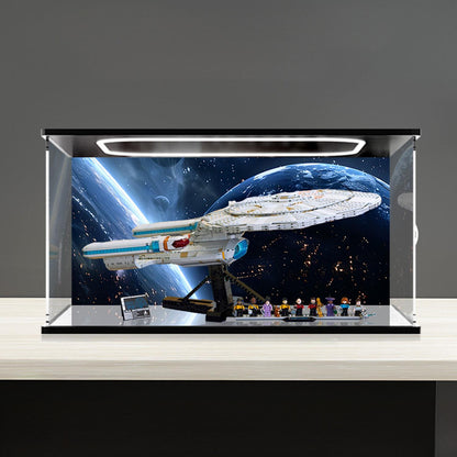 LEGO 10356 Mirror Acrylic Display Case with Ring Light & UV-Printed Background - Dustproof Showcase
