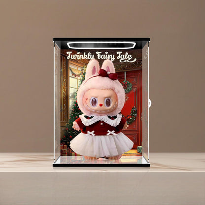 Pop Mart Twinklu Fairy Tale Mirror Acrylic Display Case with Ring Light & UV-Printed Background - Dustproof Showcase