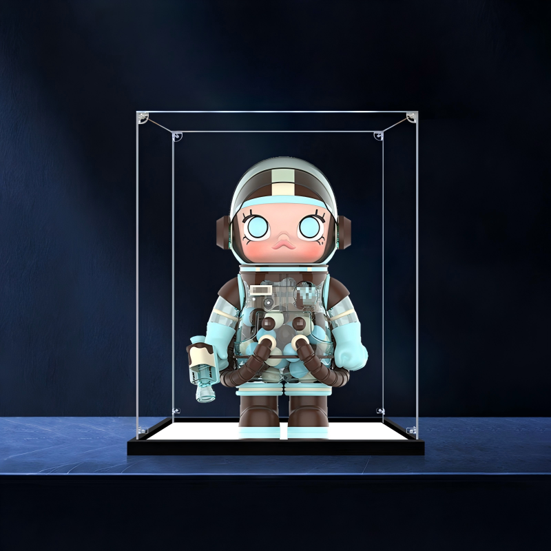 Suitable for Pop Mart MEGA SPACE MOLLY Display Case – Showcase with UV-Printed Background & Mirror Base
