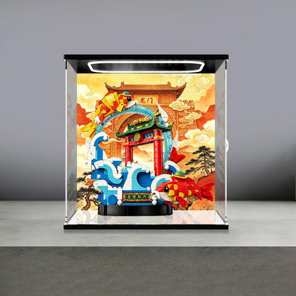 LEGO 80120 Mirror Acrylic Display Case with Ring Light & UV-Printed Background - Dustproof Showcase