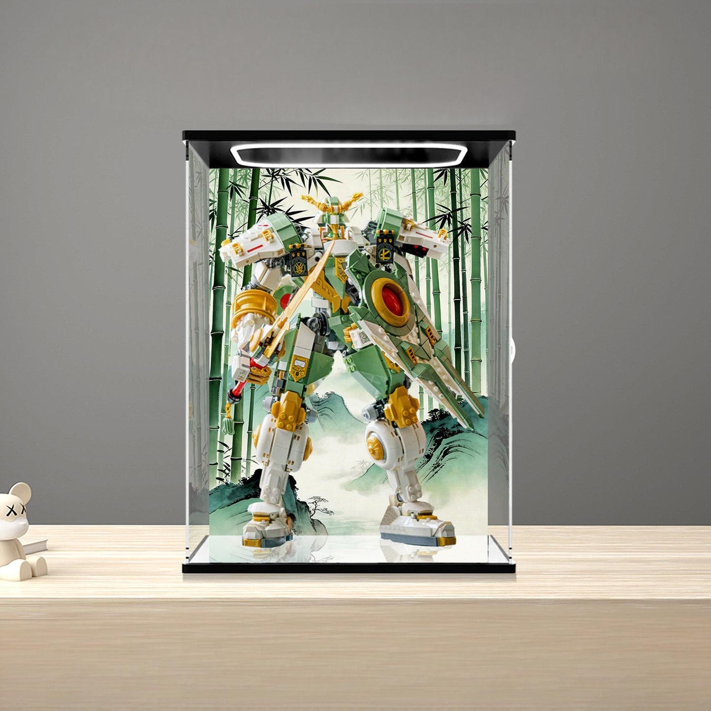LEGO 71860 Mirror Acrylic Display Case with Ring Light & UV-Printed Background - Dustproof Showcase