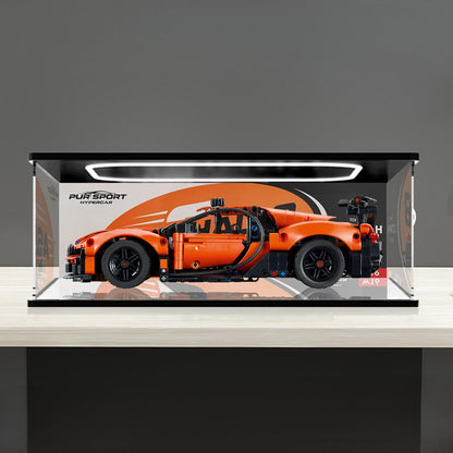 LEGO 42222 Mirror Acrylic Display Case with Ring Light & UV-Printed Background - Dustproof Showcase