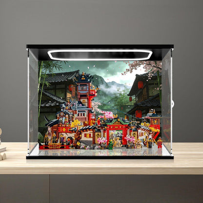 LEGO 71861 Mirror Acrylic Display Case with Ring Light & UV-Printed Background - Dustproof Showcase