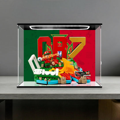 LEGO 43012 Mirror Acrylic Display Case with Ring Light & UV-Printed Background - Dustproof Showcase