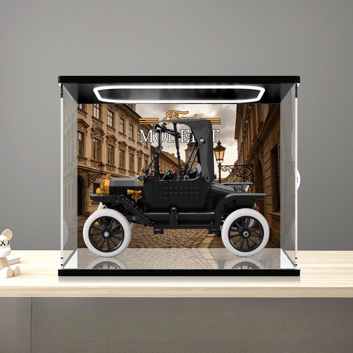 LEGO 11376 Mirror Acrylic Display Case with Ring Light & UV-Printed Background - Dustproof Showcase