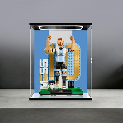 LEGO 43015 Mirror Acrylic Display Case with Ring Light & UV-Printed Background - Dustproof Showcase