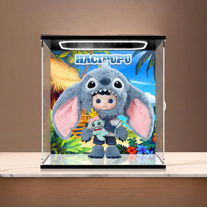 Convient pour vitrine Pop Mart Hacipupu – Vitrine avec fond imprimé UV et base miroir