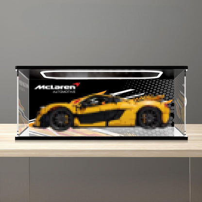 LEGO 42172 Mirror Acrylic Display Case with Ring Light & UV-Printed Background - Dustproof Showcase