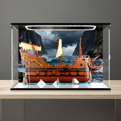LEGO 21363 Mirror Acrylic Display Case with Ring Light & UV-Printed Background - Dustproof Showcase