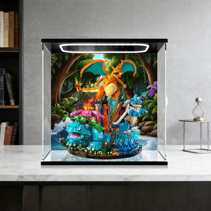 LEGO 72153 Mirror Acrylic Display Case with Ring Light & UV-Printed Background - Dustproof Showcase
