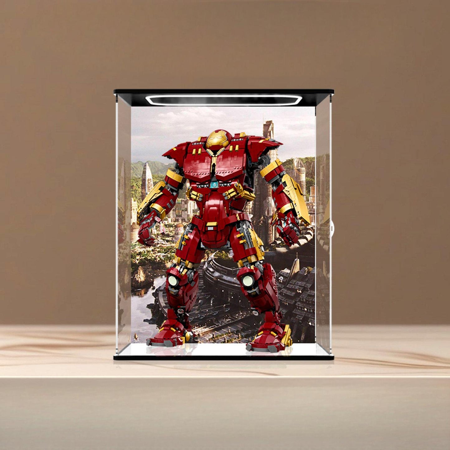 LEGO 76210 Mirror Acrylic Display Case with Ring Light & UV-Printed Background - Dustproof Showcase