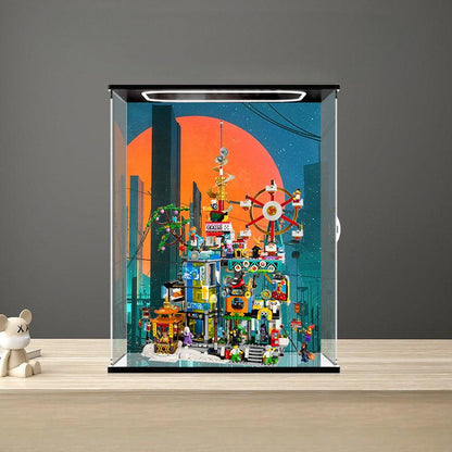 LEGO 80054 Mirror Acrylic Display Case with Ring Light & UV-Printed Background - Dustproof Showcase