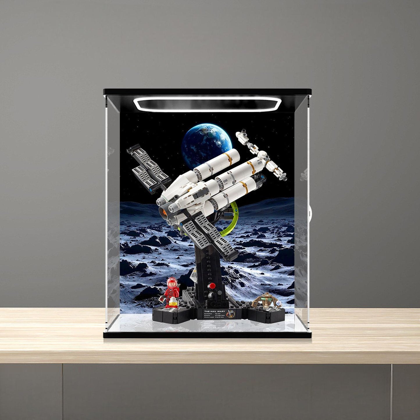 LEGO 11389 Mirror Acrylic Display Case with Ring Light & UV-Printed Background - Dustproof Showcase