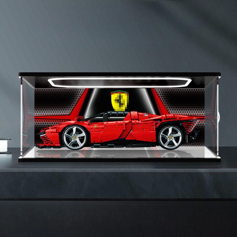 LEGO 42143 Mirror Acrylic Display Case with Ring Light & UV-Printed Background - Dustproof Showcase