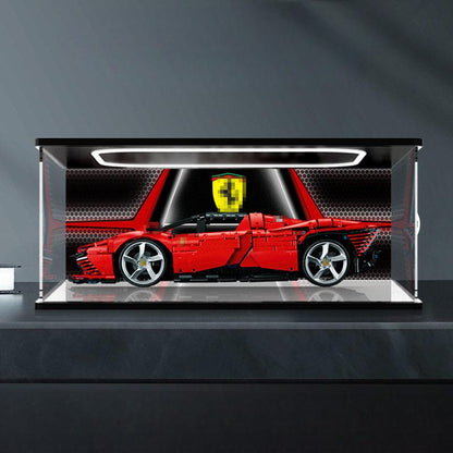 LEGO 42143 Mirror Acrylic Display Case with Ring Light & UV-Printed Background - Dustproof Showcase