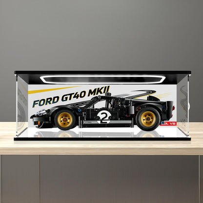 LEGO 42223 Mirror Acrylic Display Case with Ring Light & UV-Printed Background - Dustproof Showcase
