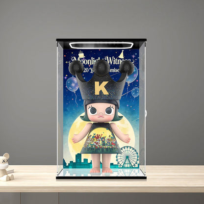 Geeignet für Pop Mart MOLLY Moonlight Witness Displaybox – Schaukasten mit UV-bedrucktem Hintergrund und Spiegelboden.