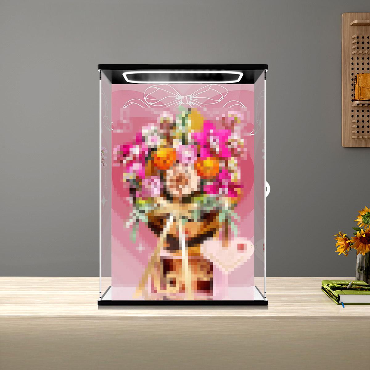 LEGO 10342 Mirror Acrylic Display Case with Ring Light & UV-Printed Background - Dustproof Showcase