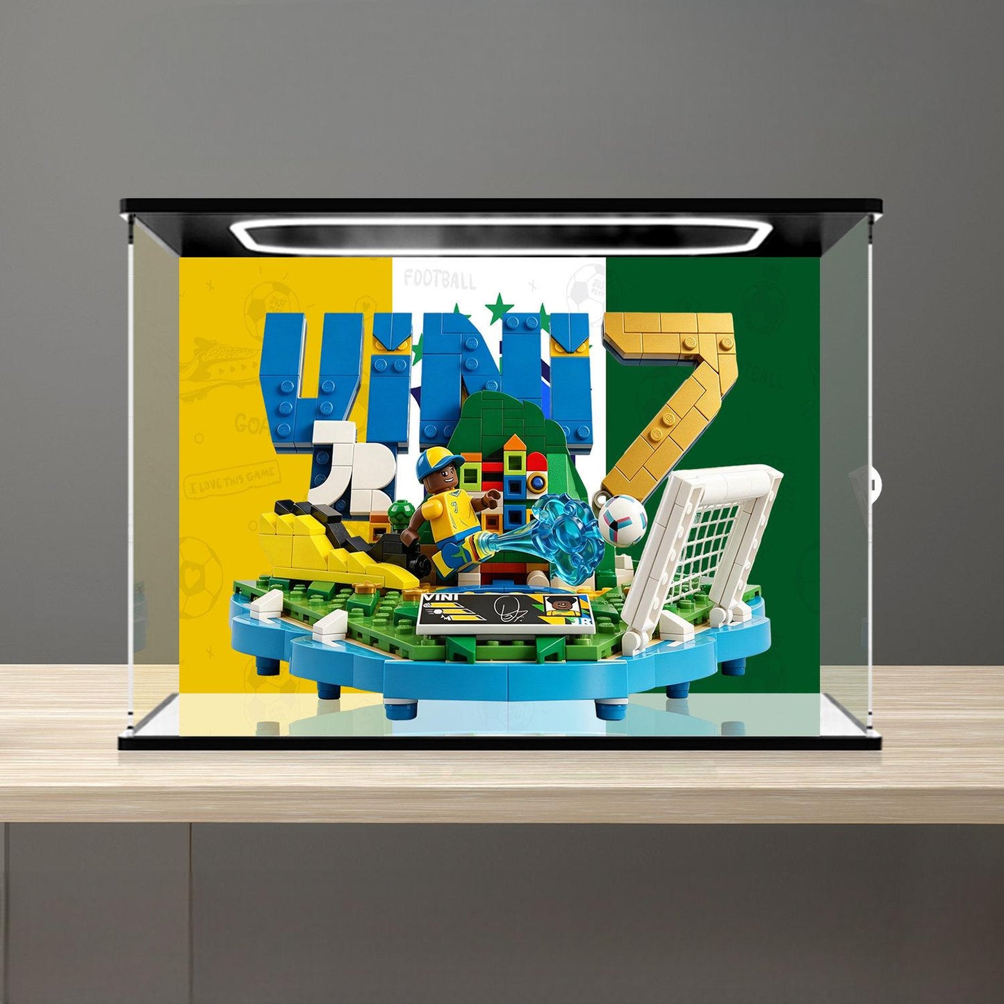 LEGO 43027 Mirror Acrylic Display Case with Ring Light & UV-Printed Background - Dustproof Showcase