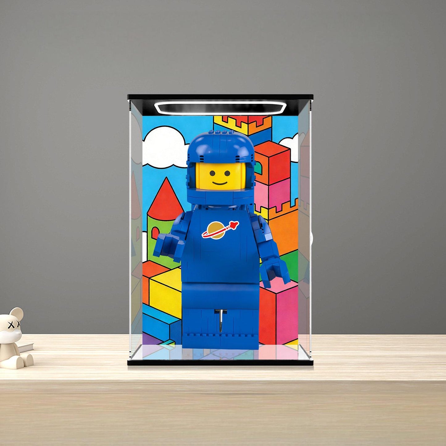 LEGO 40921 Mirror Acrylic Display Case with Ring Light & UV-Printed Background - Dustproof Showcase