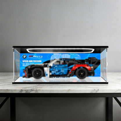 LEGO 42226 Mirror Acrylic Display Case with Ring Light & UV-Printed Background - Dustproof Showcase