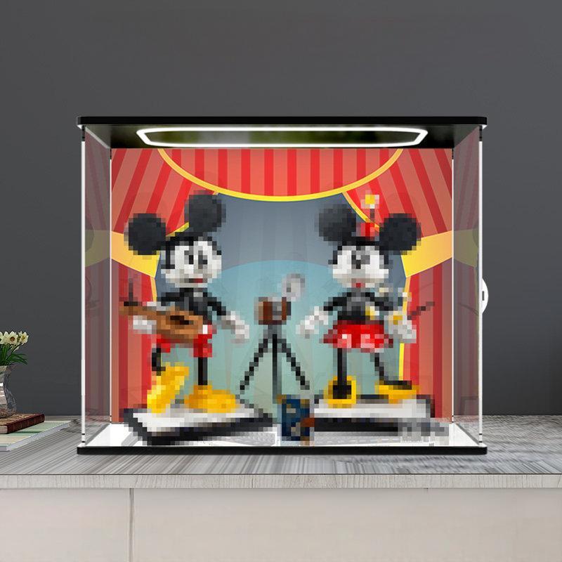 LEGO 43179 Mirror Acrylic Display Case with Ring Light & UV-Printed Background - Dustproof Showcase