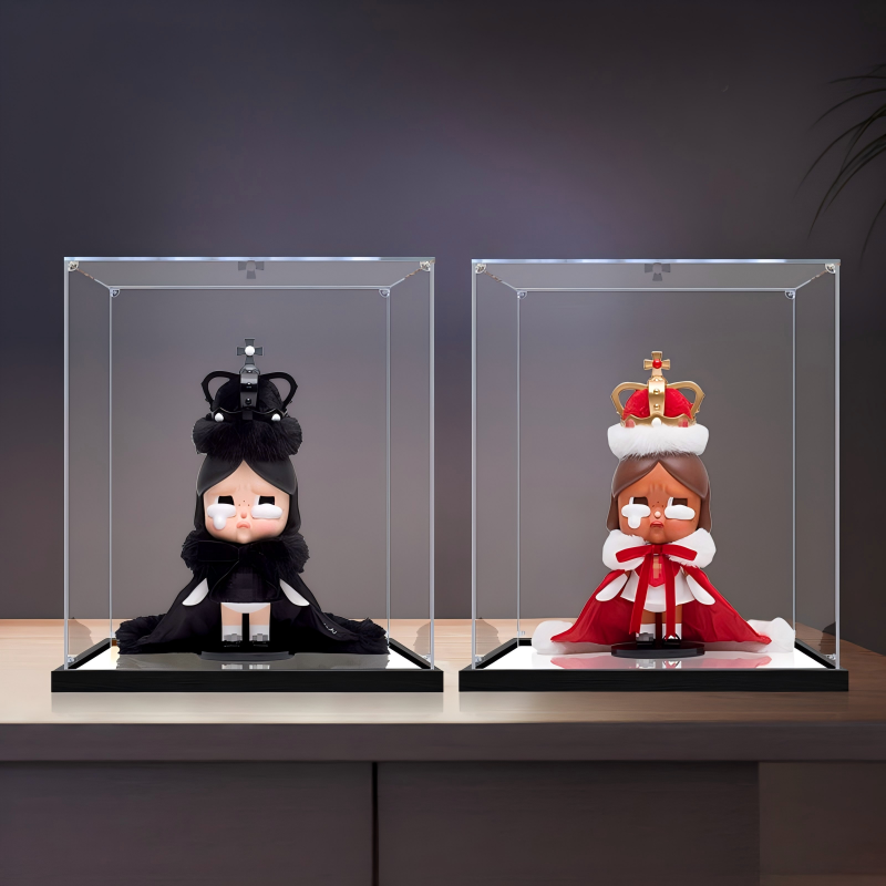 Suitable for Pop Mart Hirono The Queen of Brokenheart Display Case – 35x30x45cm Showcase with UV-Printed Background & Mirror Base