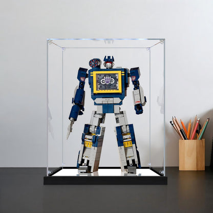 LEGO 10358 Soundwave Mirror Acrylic Display Case with Ring Light & UV-Printed Background - Dustproof Showcase