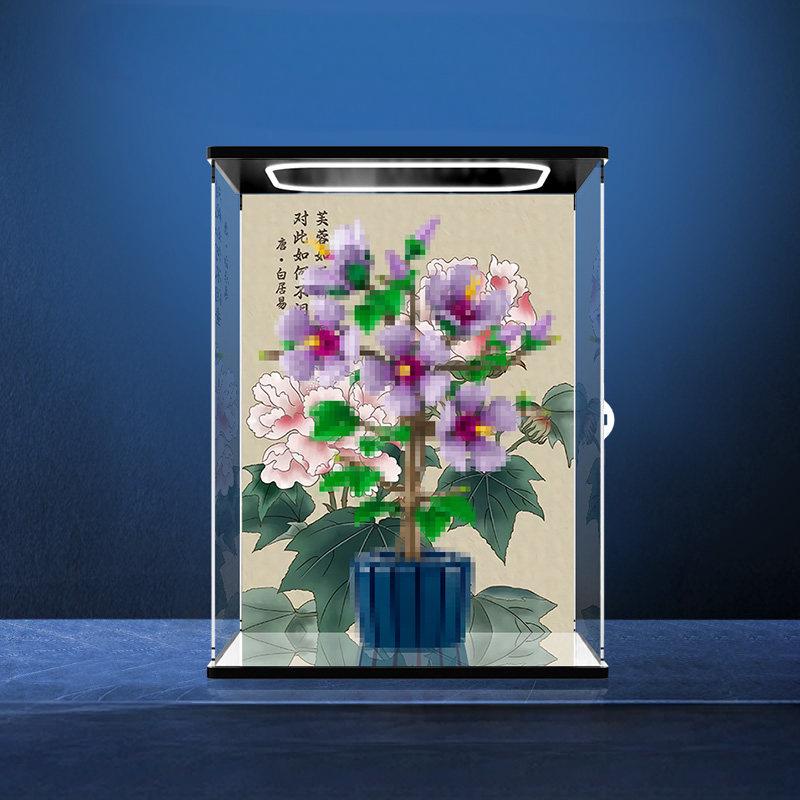 LEGO 10372 Mirror Acrylic Display Case with Ring Light & UV-Printed Background - Dustproof Showcase
