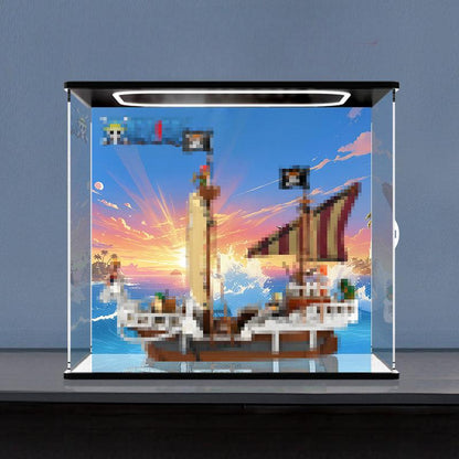 LEGO 75639 Mirror Acrylic Display Case with Ring Light & UV-Printed Background - Dustproof Showcase