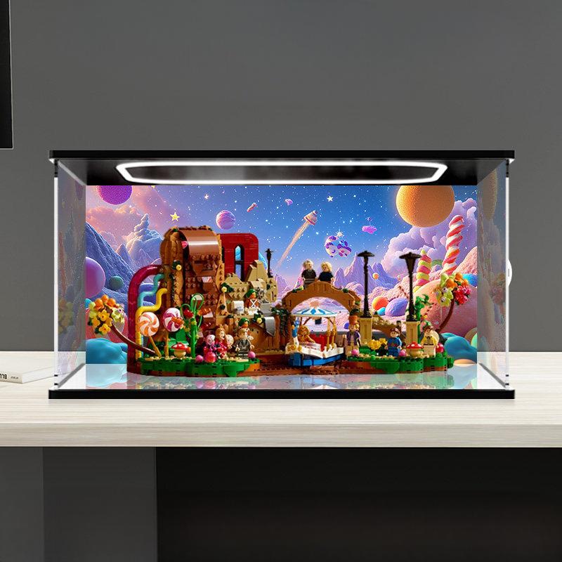 LEGO 21360 Mirror Acrylic Display Case with Ring Light & UV-Printed Background - Dustproof Showcase