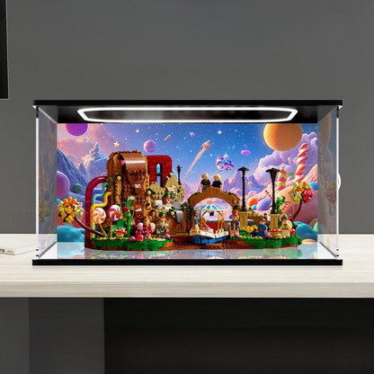 LEGO 21360 Mirror Acrylic Display Case with Ring Light & UV-Printed Background - Dustproof Showcase