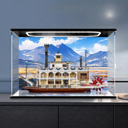 LEGO 21356 Mirror Acrylic Display Case with Ring Light & UV-Printed Background - Dustproof Showcase