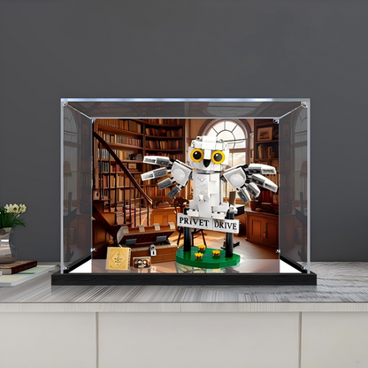 Acrylic Display Case for LEGO 76425 Hedwig at 4 Privet Drive, with Themed Printed Background & Dustproof Box