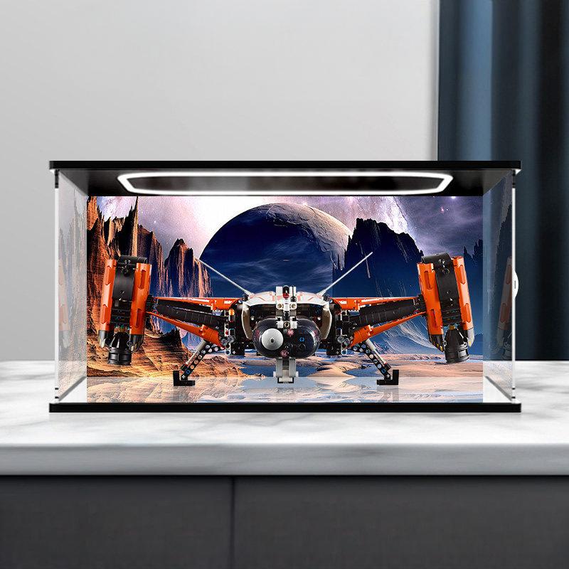 LEGO 42181 Mirror Acrylic Display Case with Ring Light & UV-Printed Background - Dustproof Showcase