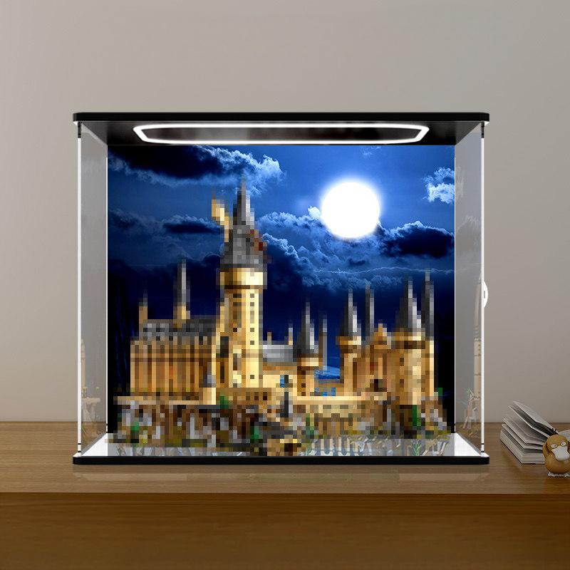 LEGO 71043 Mirror Acrylic Display Case with Ring Light & UV-Printed Background - Dustproof Showcase