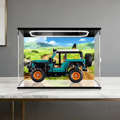 LEGO 42227 Mirror Acrylic Display Case with Ring Light & UV-Printed Background - Dustproof Showcase
