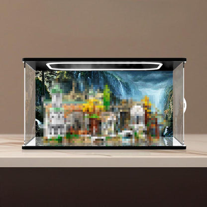 LEGO 10316 Mirror Acrylic Display Case with Ring Light & UV-Printed Background - Dustproof Showcase