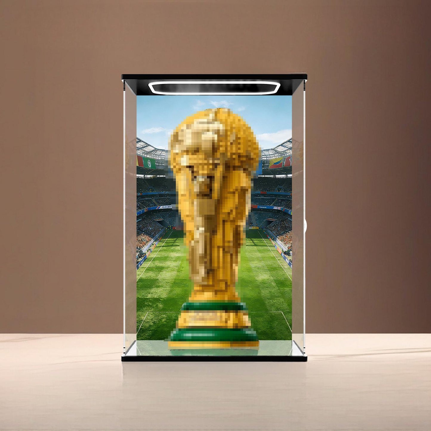 LEGO 43020 Mirror Acrylic Display Case with Ring Light & UV-Printed Background - Dustproof Showcase