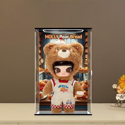 Pop Mart Molly Bear Bread Spiegel Acryl Displaykast met Ringlicht & UV-bedrukte Achtergrond - Stofvrije Vitrine