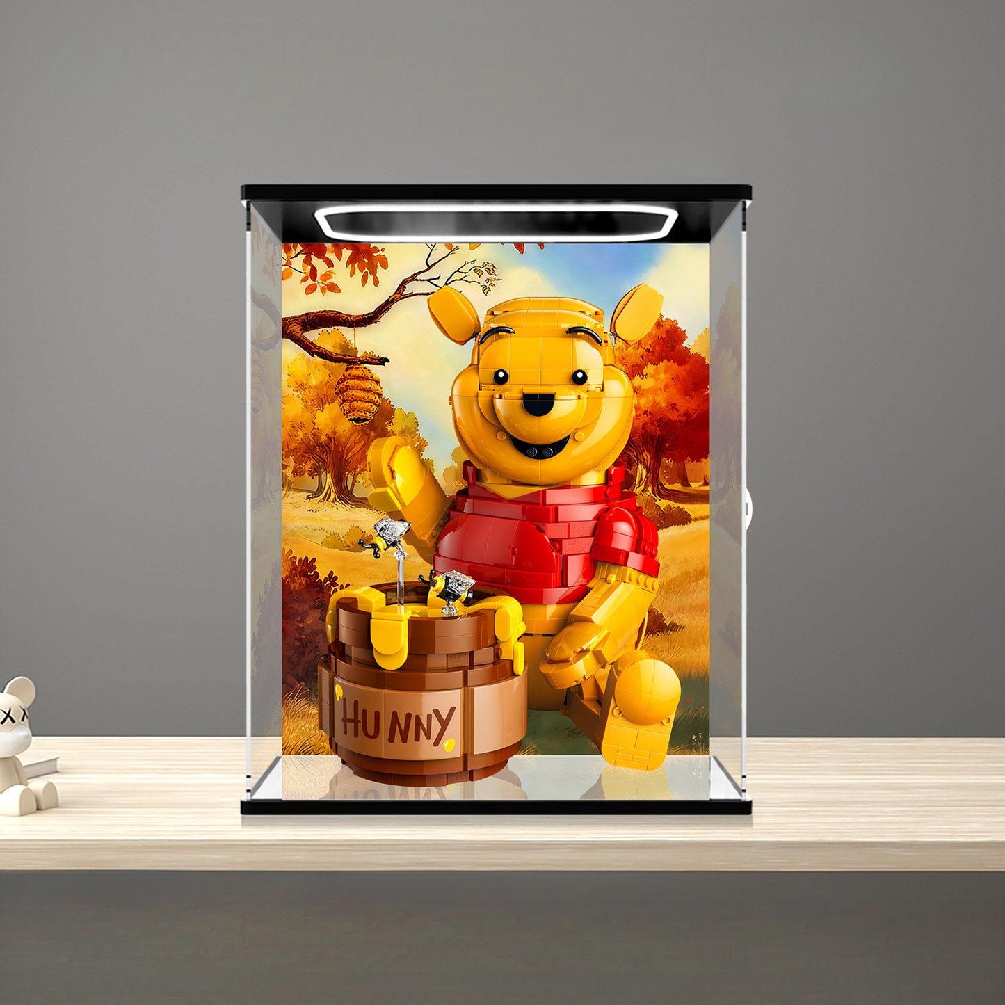 LEGO 43300 Mirror Acrylic Display Case with Ring Light & UV-Printed Background - Dustproof Showcase